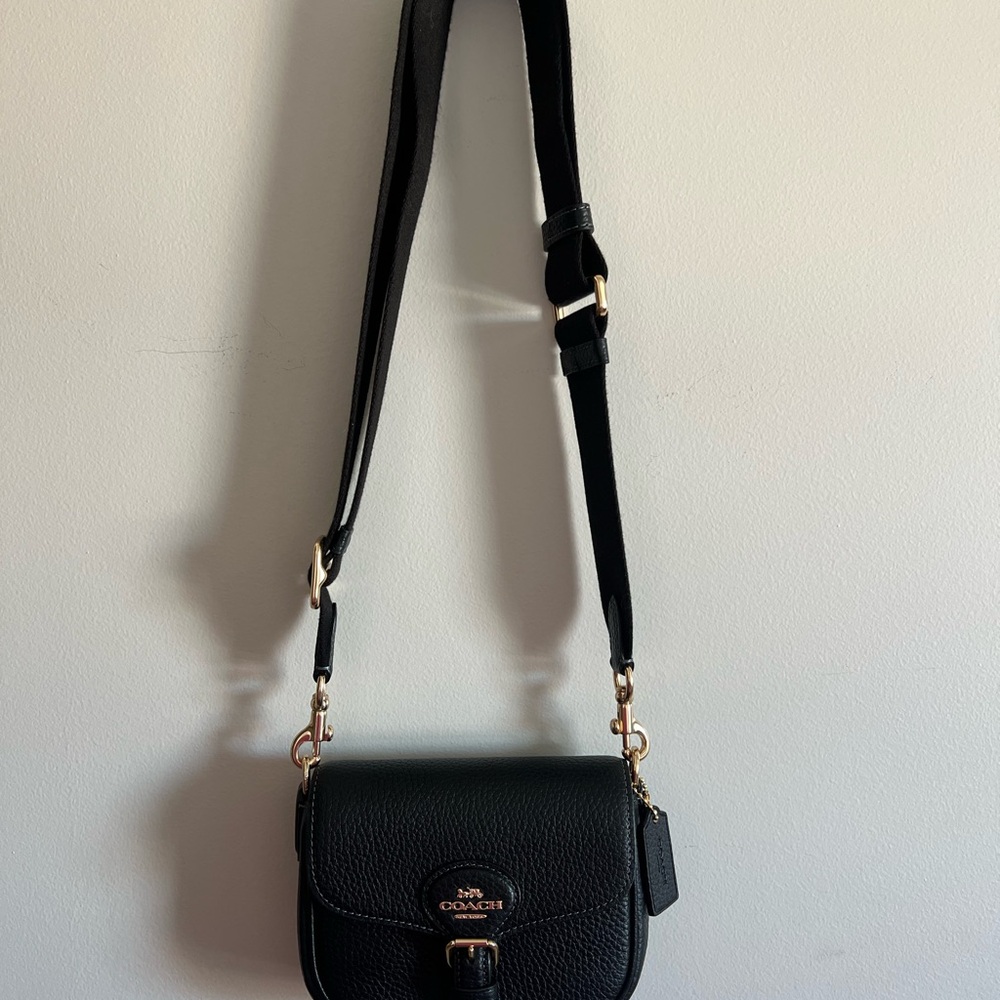 Coach Amelia Small Black Pebbled Leather Crossbody Bag - Picture 3 of 10